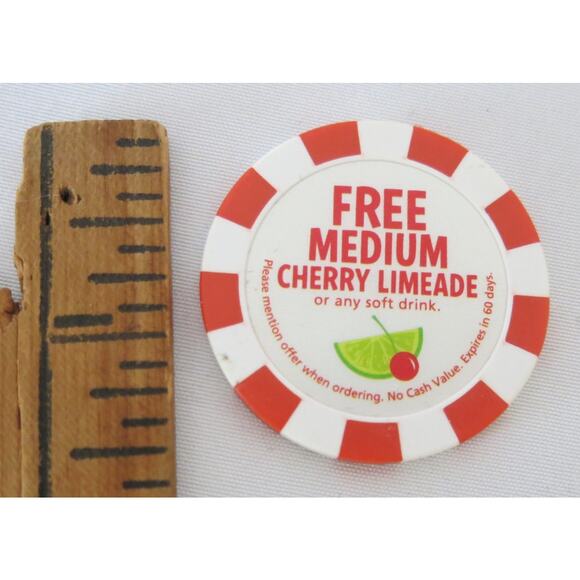 SONIC DRIVE IN 5 Poker Chips FREE MEDIUM CHERRY LIMEADE Mint Collectible Toy - Picture 5 of 5